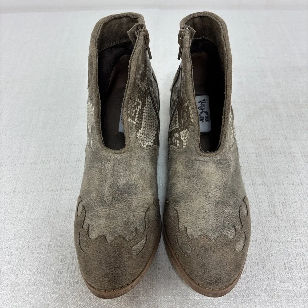 Very G Women's Snakeskin and Faux Leather Ankle Bootie Cowgirl Festival‎ Size 6